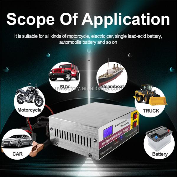 FCP 10Amp Car Battery Charger 12V/24V Smart Fully Automatic Battery Charger Maintainer Trickle Charger for Car Truck Motorcycle