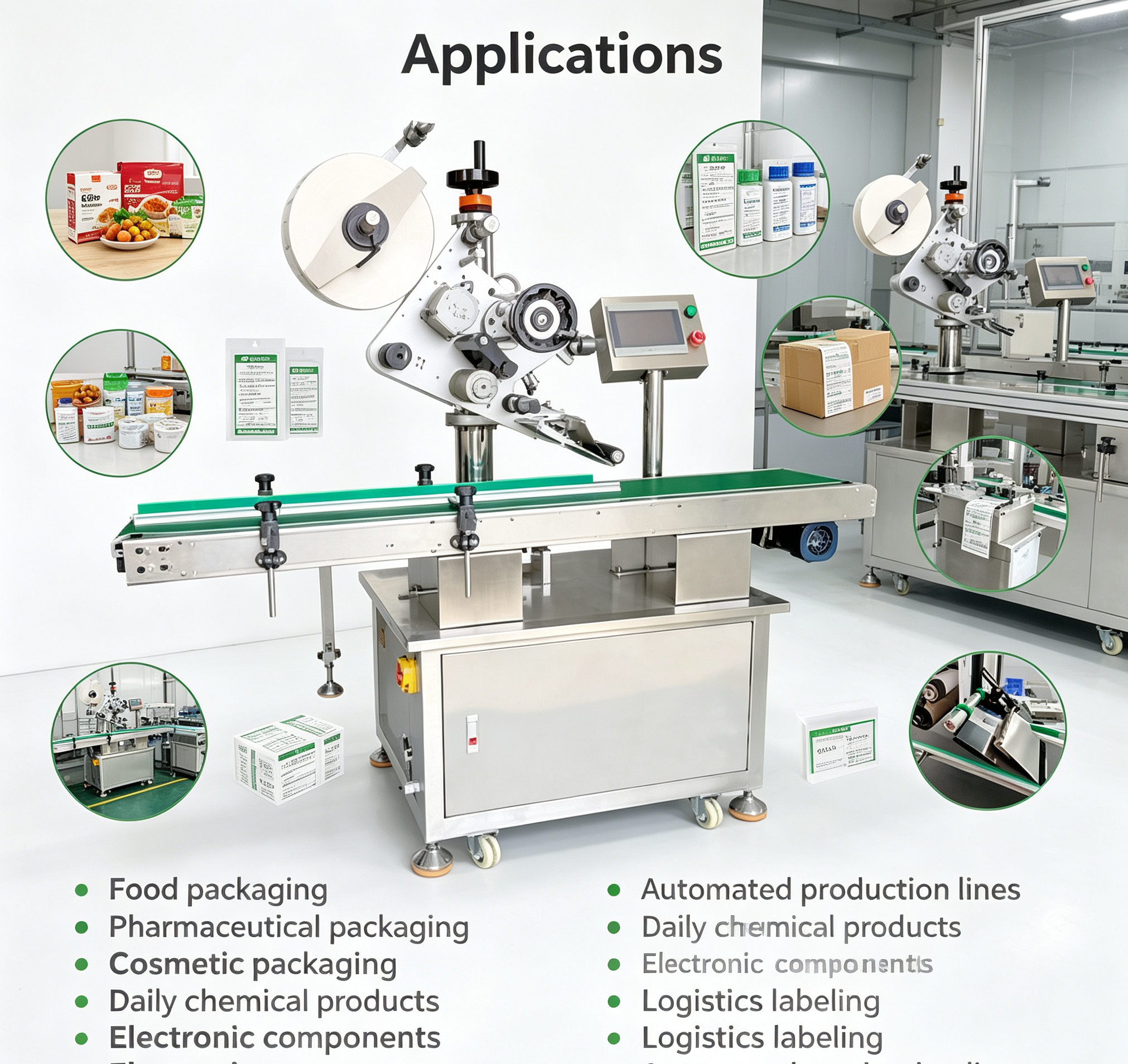 220V / 50Hz Automatic Flat Labeling Machine OEM Flat Label Applicator Machine Wide 350mm Label Range