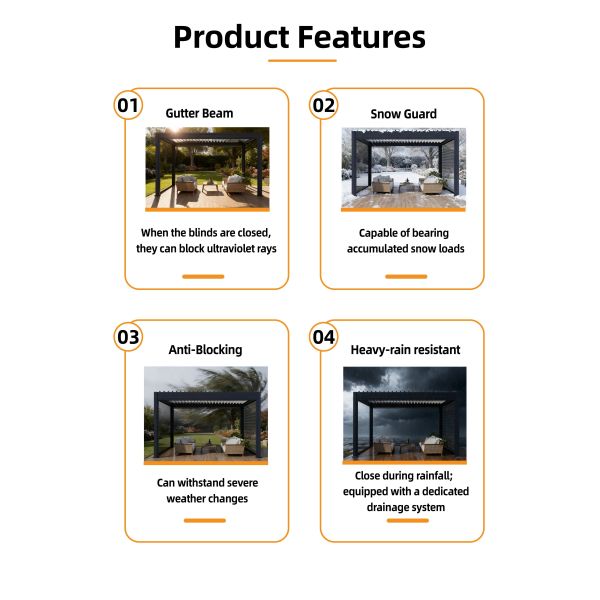 Windproof Rainproof Motorized Aluminum Smart Square Retractable Gazebo Seaside Resort Sun Shelter
