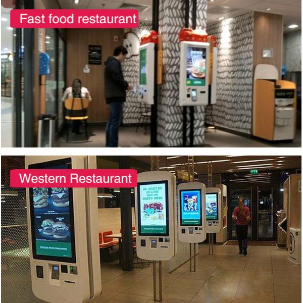 24 Inch Restaurant Self Service Kiosk With Ticket Printer Scanner NFC