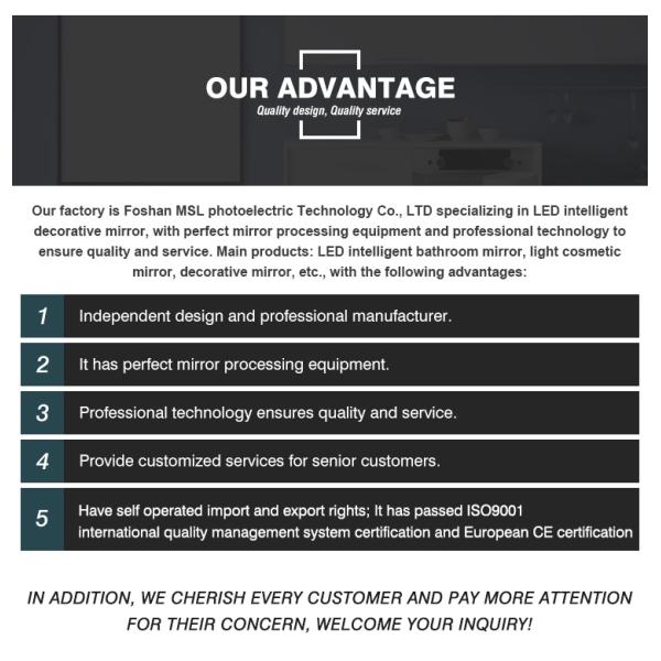 800*600mm LED Smart Bathroom Mirror 3000k LED Bathroom Mirror With Touch Button