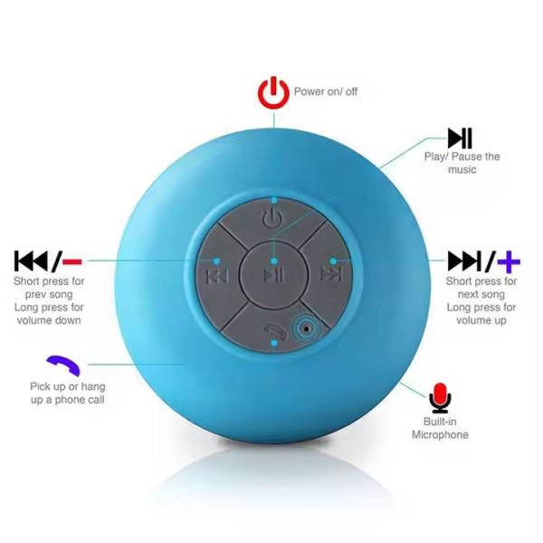 Portable Mini Wireless BT Speaker Bathroom Stereo Sound Box Suction Cup Waterproof Speaker IPX4