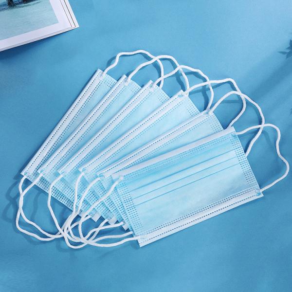 Blue Disposable 3 Layer Face Mask With Elastic Earloop Help Limit Germs Spread