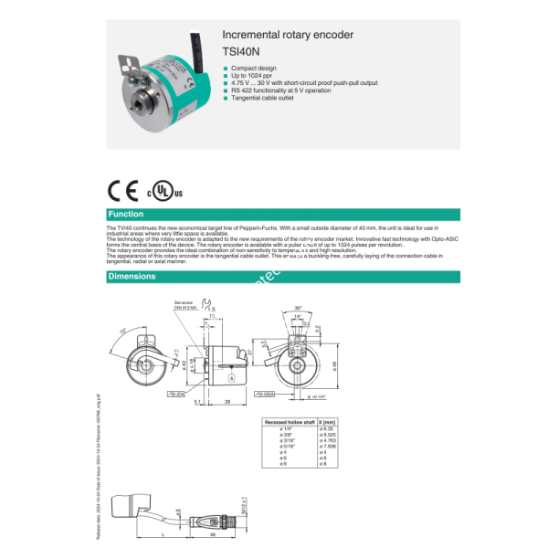 PEPPERL+FUCHS Incremental Rotary Encoder for Industrial Automation with Stainless Steel Construction and One Year Warranty