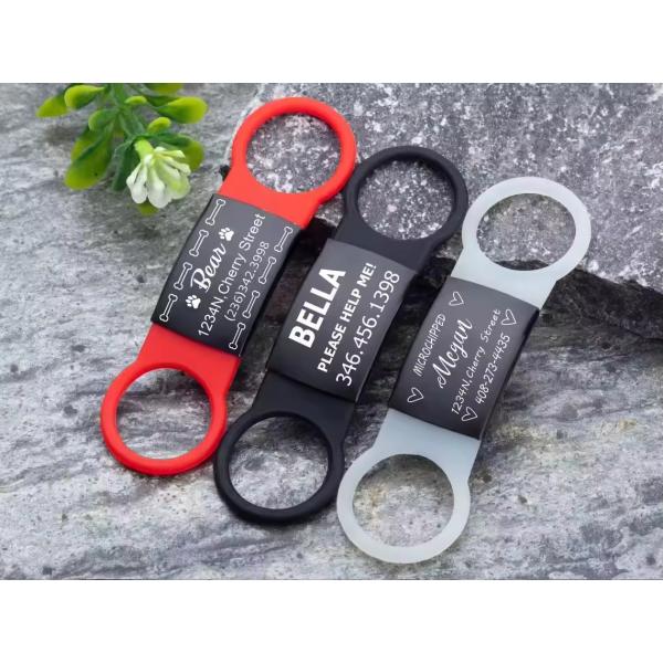 Stainless Steel Personalised Pet Tags Slide On Dog Collar Name Tags