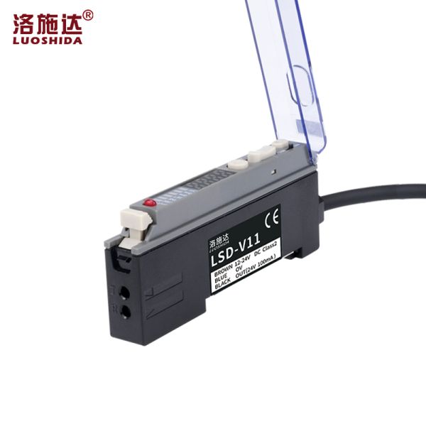 LUOSHIDA V11 V11 Fiber Optic Sensor Optical Amplifier with Single Digital Display NPN/PNP Output 0.5MS Response Time