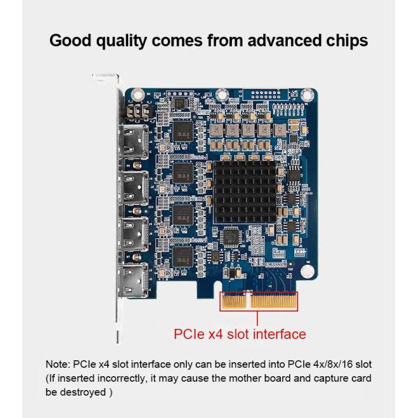 TC200N4 4 Channels 1080P60 PCIe HDMI Video Capture Card Multipurpose