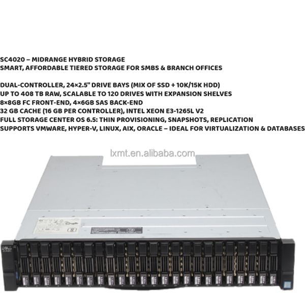 Dell Compellent SC4020 FC Rack Storage Server Dual Controller 24x2.5" Drive Bays