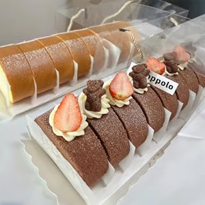 Christmas Rope Handle Clear Roll Cake Boxes  - Liner