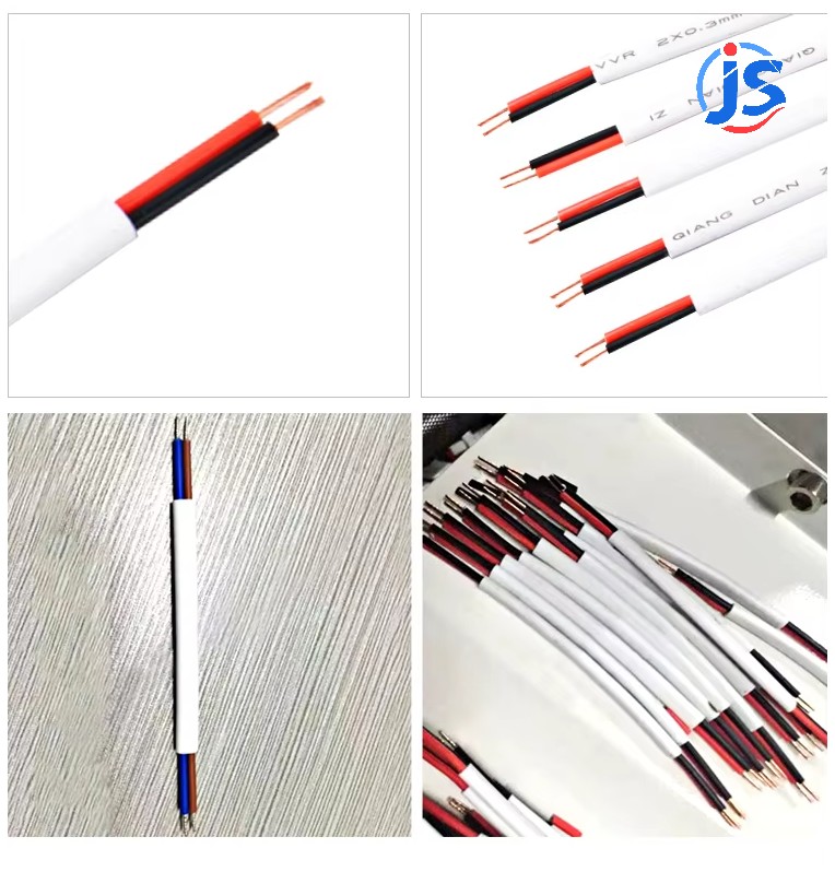 Two Wires Flat Sheathed Cable Jacket Stripping and Inner Cores Stripping Twisting Machine Dual-Head Wire Cut Strip Twist Machine