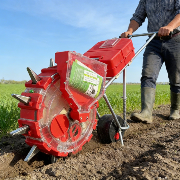 Manual Seeder Hand-Push Planter with Adjustable Depth and Precision Sowing for Multi-Seed Compatibility