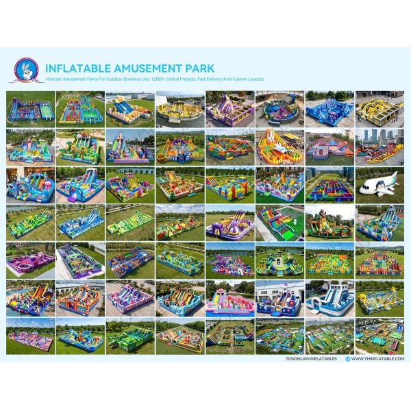 Large Inflatable Candyland Fun Park with Double Slides Interactive Games and Colorful Decorations for Rental Projects