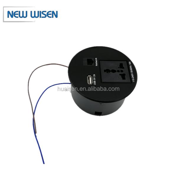 110v-240v European Desk Socket Outlets Round Multi Plug 100mm