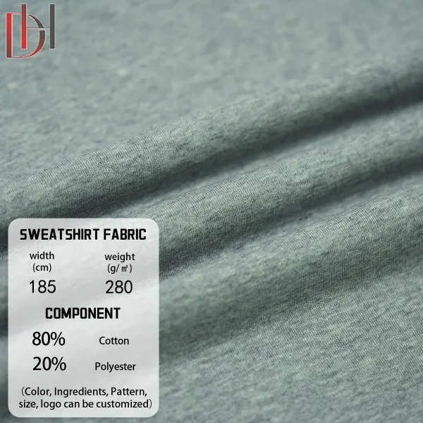 Customized Medium Weight Knitting Polyester Shirt Uniform Twill Cotton Textile Sweatshirt Fabric