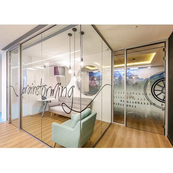 Double-glass Louver Partition Flexible Sound Proof With Post Logo Drawing Privacy Glass Partition Wall