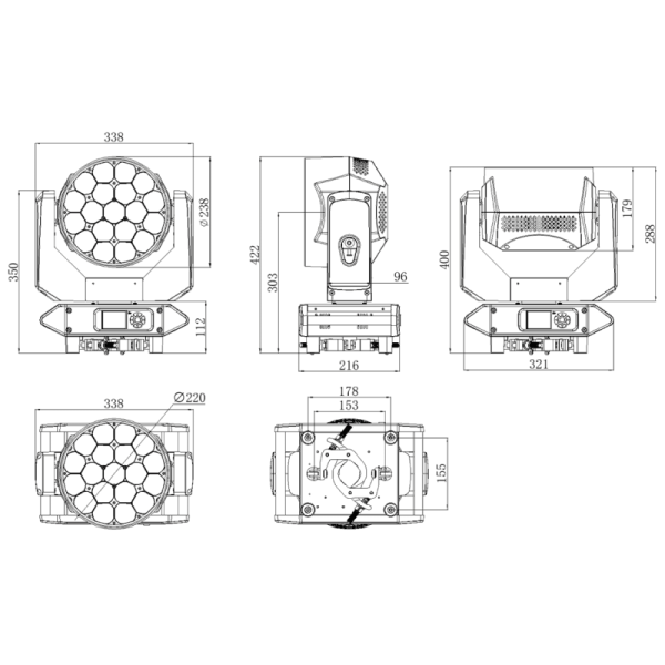 LIGHT SKY TX1920ZOOM LED Moving Wash Light front view