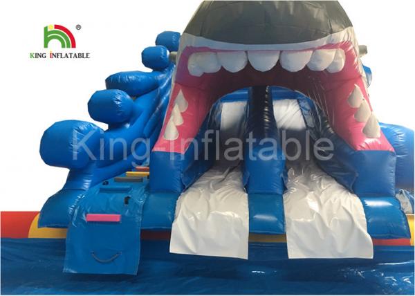 Grey Megalodon Adult & Kids Inflatable Water Parks With Slide For Outdoor