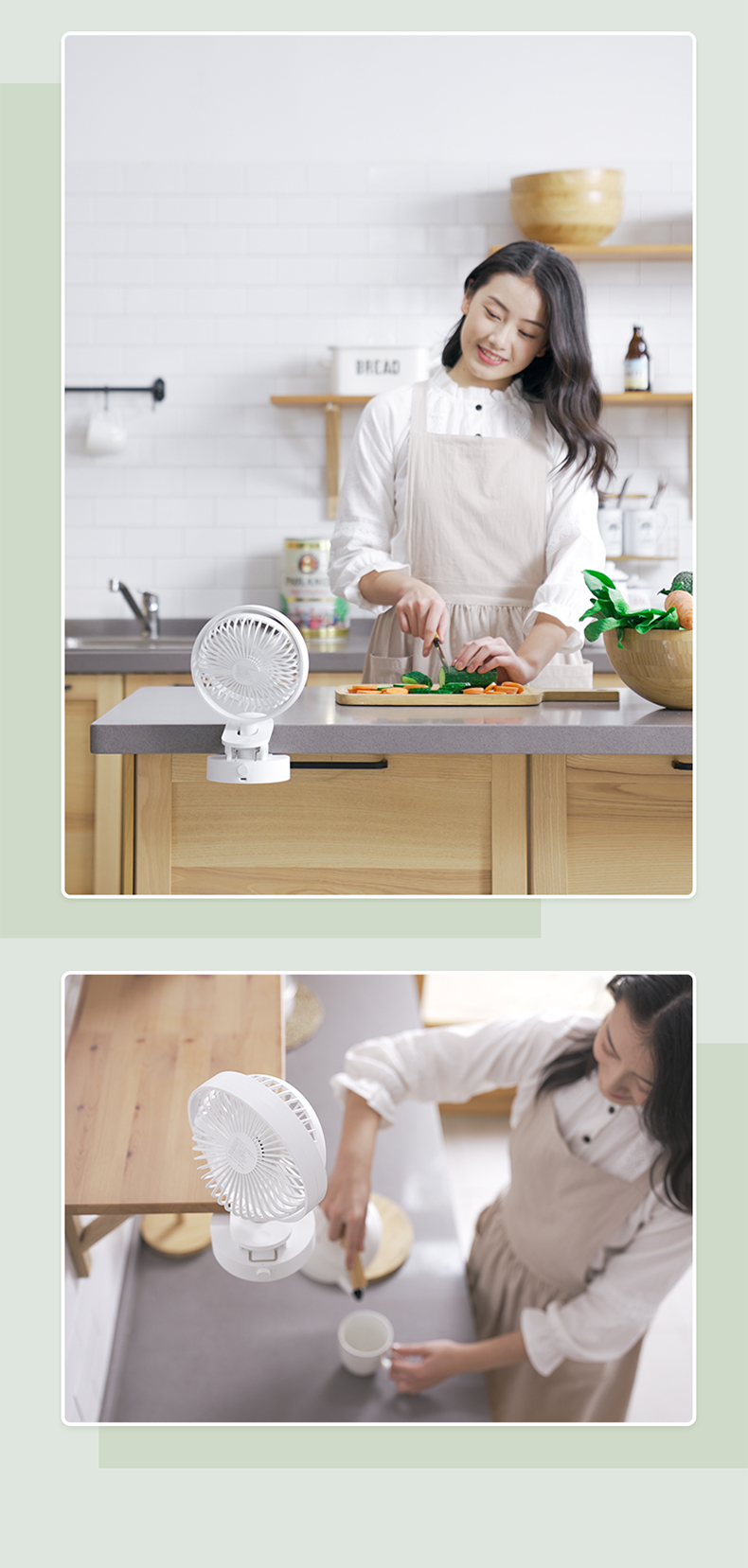 Table Clip Fan Oscilation With Clips Rechargeable Portable Handheld Table Clip Fan