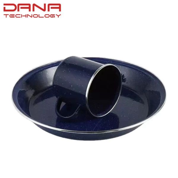 Korean Style Handmade Plates Sets Dinnerware Hotel Restaurant Food Contact Safe Mug Eating Enamel Carbon Steel Bowl Set