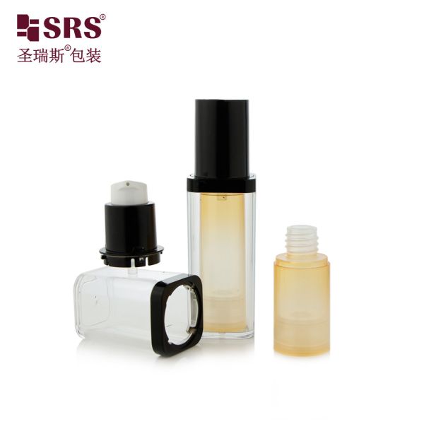Empty PET Replaceable Double Wall Square Shape Custom Color Facial Serum Airless Bottle 50ml