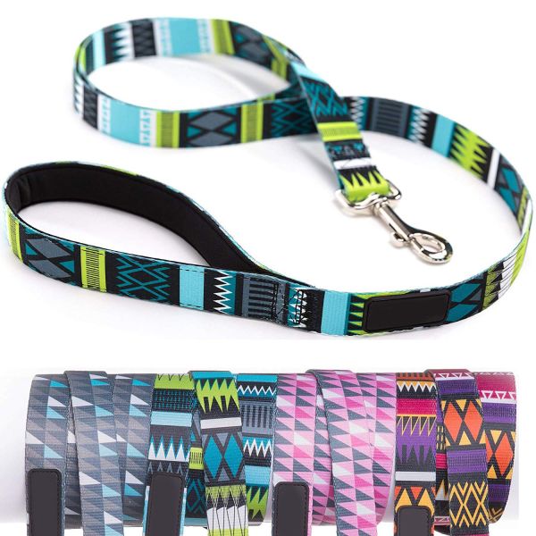 Durable Nylon Dog Leash Pattern Padded Handle Control For Small / Large Dogs