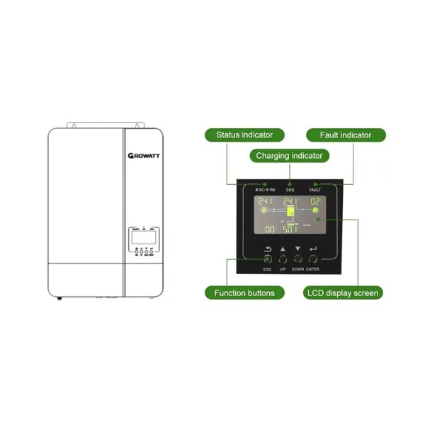 90%-95% Efficiency Growatt SPF 5000ES EU Version Wifi Module Hybrid Off Solar Inverter