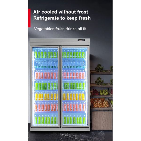 Deluxe Split Vertical Supermarket Refrigerating Display Cabinet Fridge For Drinks
