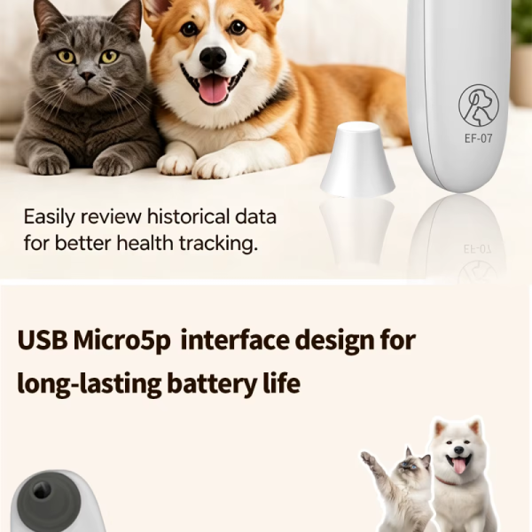 USB Rechargeable High Precision Veterinary Thermometer with Infrared Ear Measurement for Pets and Livestock
