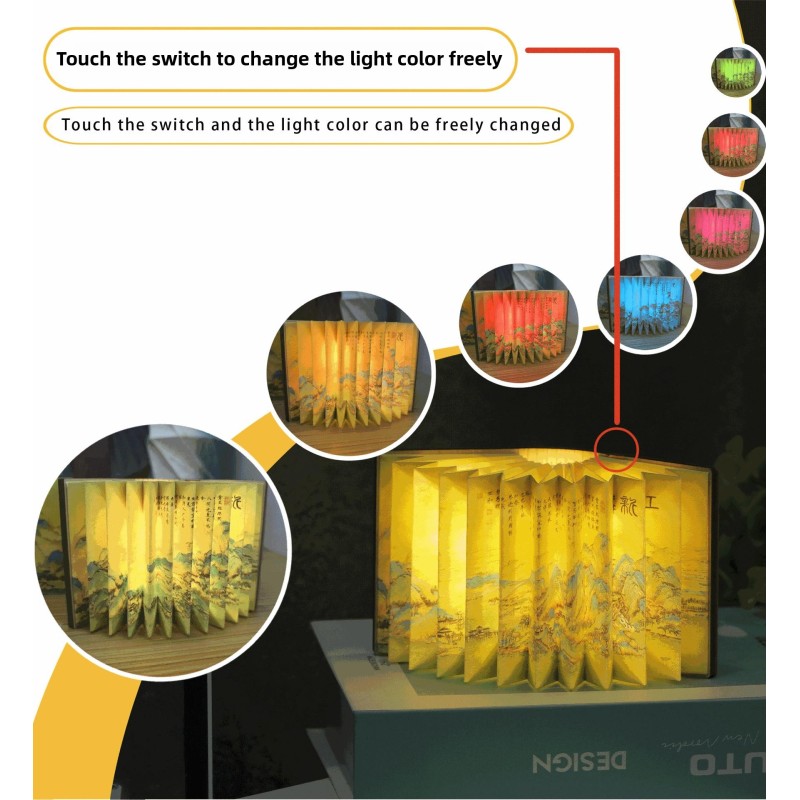 Free Sample Mini Foldable Luminous Book Light Suction Creative Fridge Magnet Design Promotional Business Gift Souvenir Shop