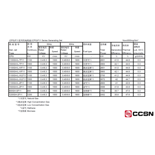 CCSN 800KW~1500KW gas type generator set