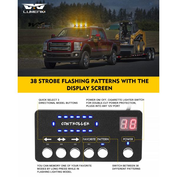 Power Source Corded Electric LED Strobe Beacon Lights Bar for Emergency Traffic Warning