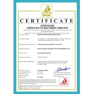 Shenzhen Weixin Plastic Machinery Factory Certifications