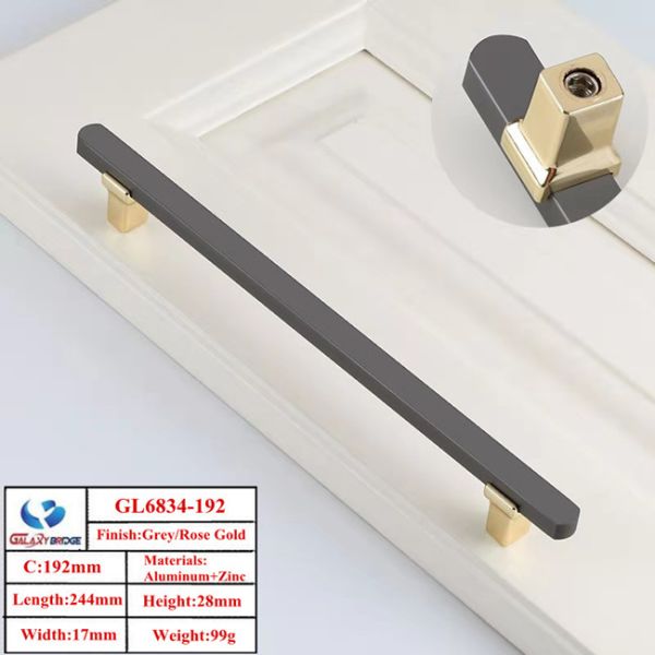 Rose Gold Kitchen Knobs and Handles Kitchen cabinet pulls and handles 192mm Aluminum Door pulls