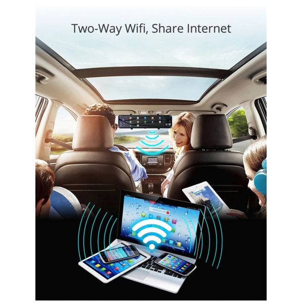 WDR Rear View Dash Cam With Speedometer Android 8.1 2G RAM 32G ROM GPS Navigation