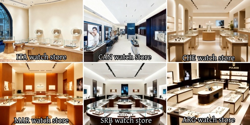 Custom Watch Display Showcase with LED Lighting for Watch Shop Interior Projects