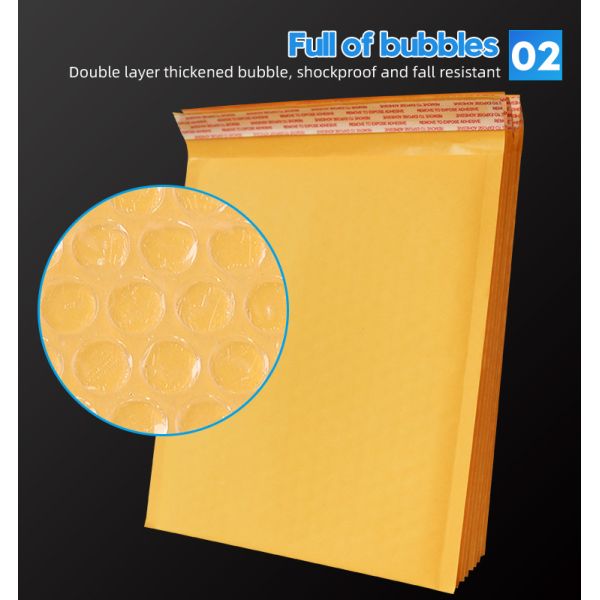 Bubble Padded Envelope Mailing Bag Kraft Paper Self-adhesive Envelope Custom Size Accepted Accept Customized Logo Printing YR005