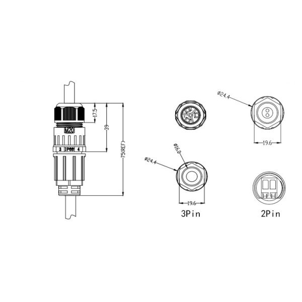 M20 Quick Connector IP67 Waterproof 3 Core Quick Card Press Aviation Plug for Outdoor Applications