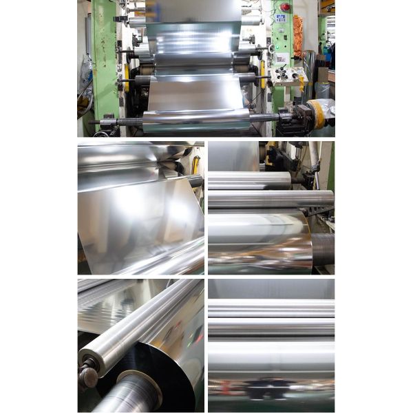 VMPET+VMPET plastic film rolls showing packaging and material quality