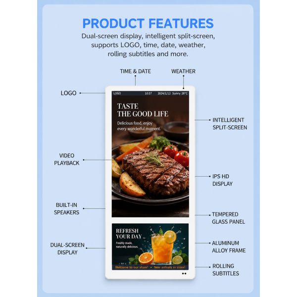 10.1" Elevator Advertising Player Wall Mounted Digital Signage Android WiFi Split Screen LCD Lift Monitor OEM