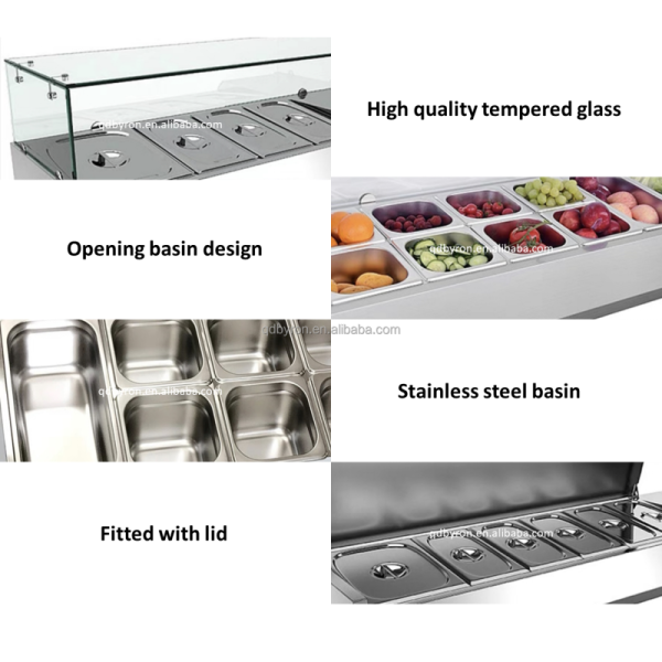 Restaurant Refrigerated Salad Table Countertop Sandwich Salad Prep Table Customized