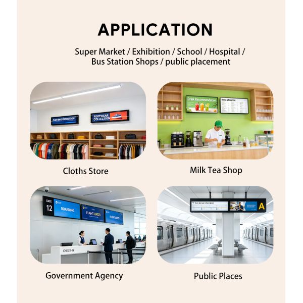 Ultra Wide Stretched Bar LCD Display Shelf Edge Digital Signage Android WiFi Screen Smart Media Player Monitor OEM