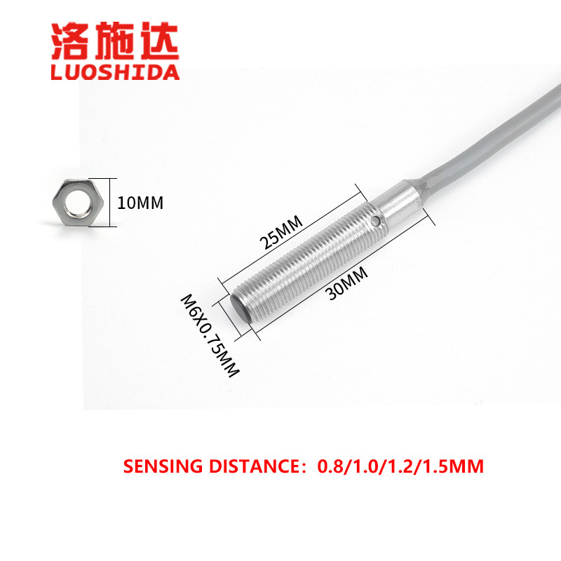 M6 Flush small Inductive Proximity Sensor IP67 Stainless Steel Housing Anti‑interference 2m Cable for Automated Metal Detection