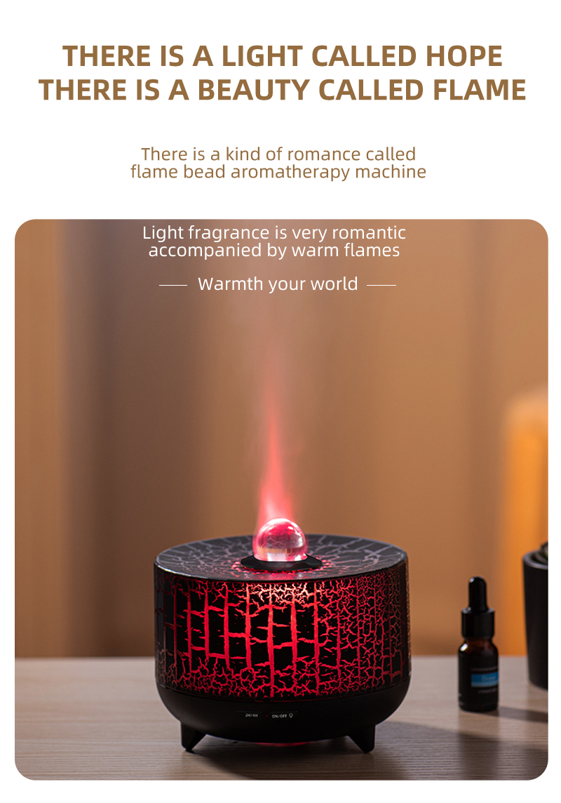 Remote Control 300ml Aromatherapy Essential Oil Crack Shape Volcano Diffuser Humidifier for Home Bedroom Black