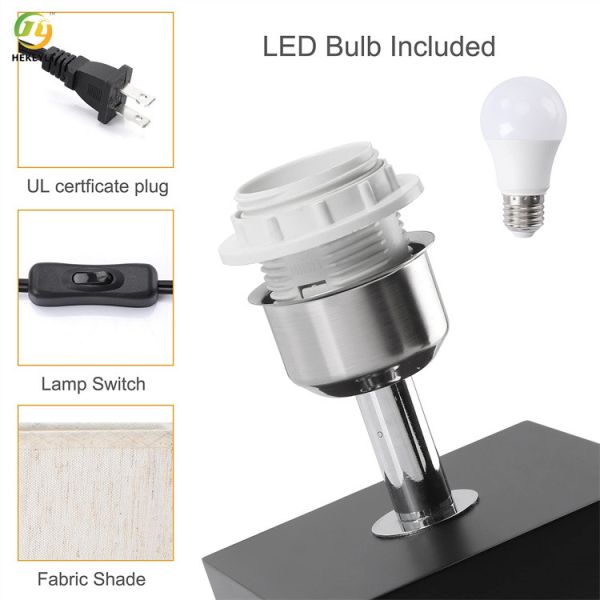 Nordic Eye Protection Solid Wood LED Bedside Table Lamp With Square Linen