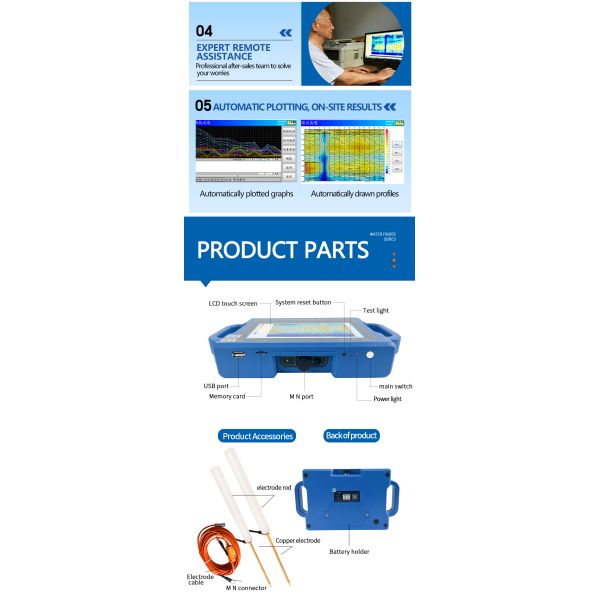 PQWT S500 Water Detector 500m Depth 7 Inch Touch Screen