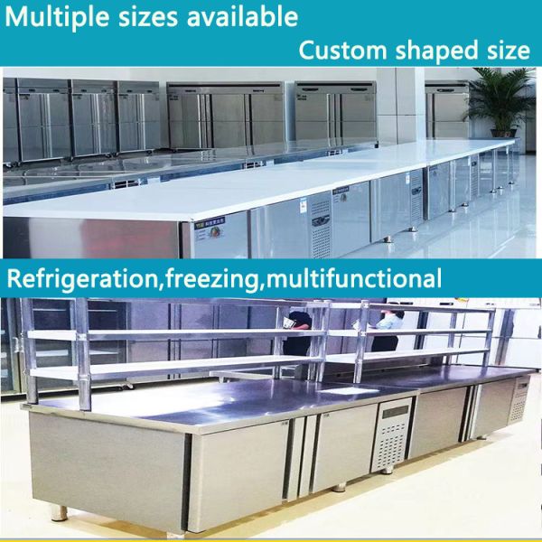 Customized Workbench Refrigerator SS Under Counter Refrigerator Freezer