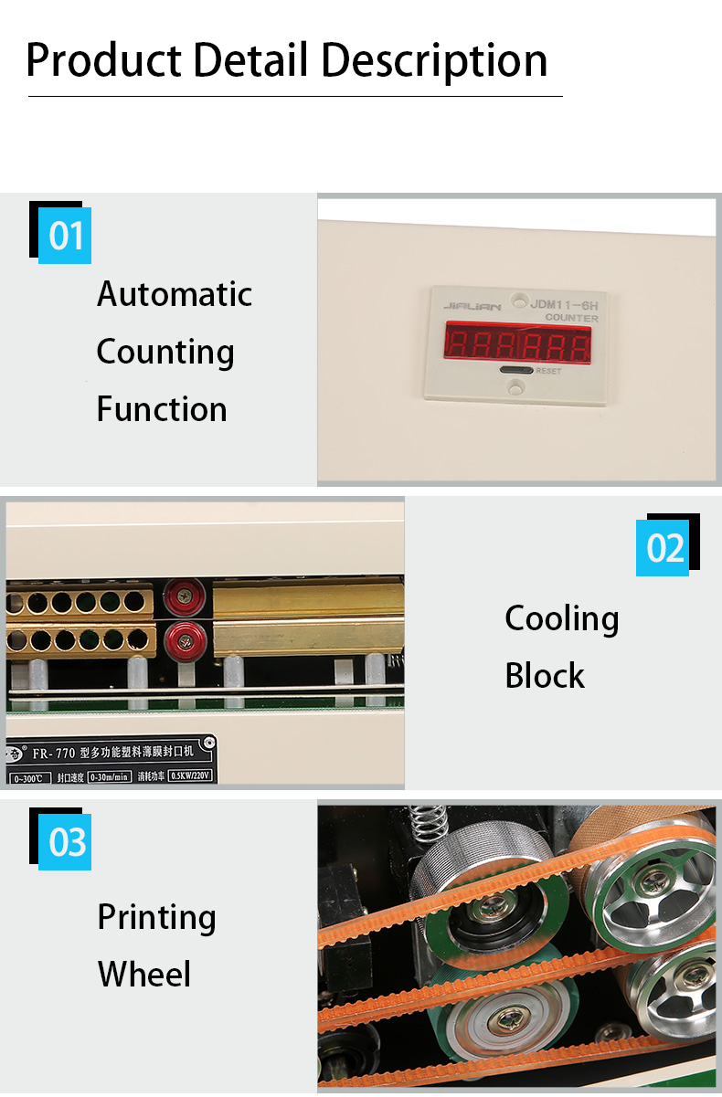 Electric Driven DUOQI FR-770 Commodity Shrink Sleeve Seaming Machine Continuous Sealing Machine with Counter