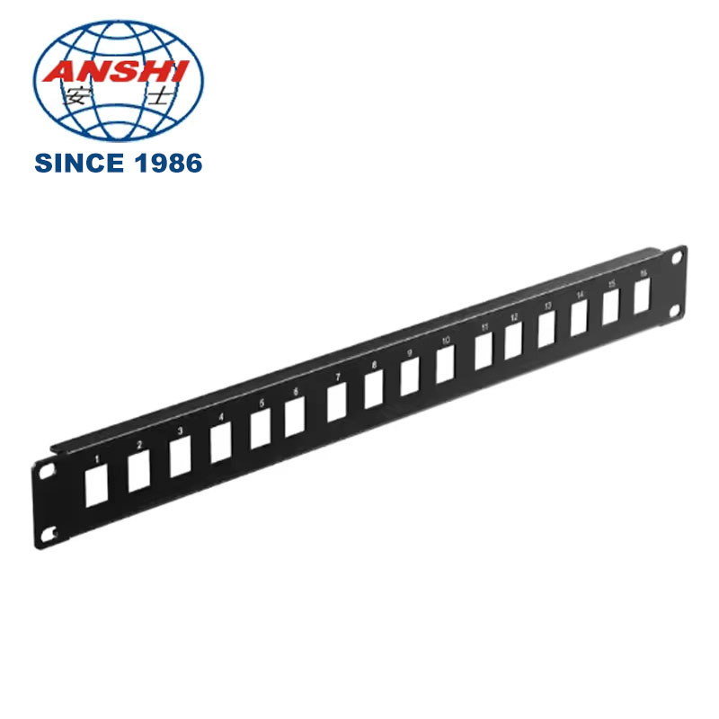 Rack Mount Patch Panel 1U 12 Port CAT5E CAT6A UTP Unloaded Featuring RJ45 Jacks and Phosphor Bronze IDC Pins for Network Setup