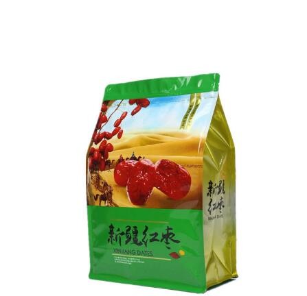 Custom Design Laminated Material Flat Bottom Zip Lock Snack Food Packaging Jujube Bags
