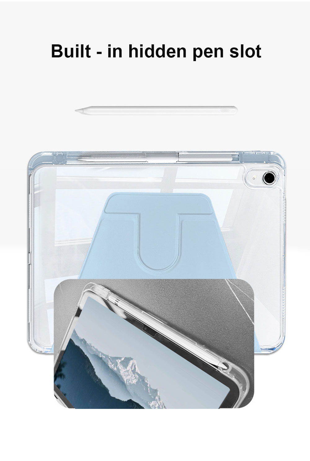 Laudtec Rotating Case for iPad (A16) 11th/10th Generation (2025/2022) with Pencil Holder 360° Rotation Protective Stand Cover